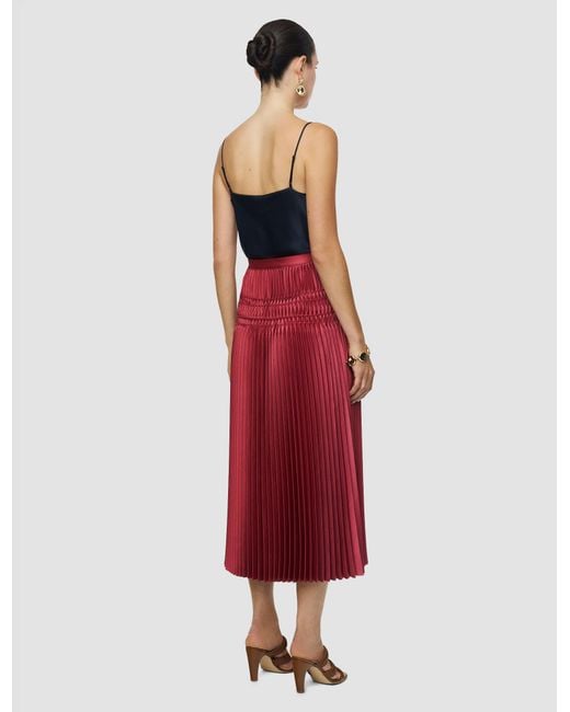 Joseph Red Hayes Pleated Woven Skirt