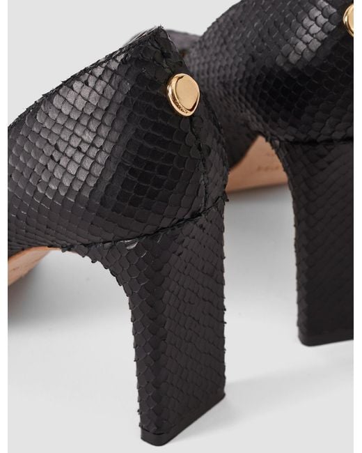 Joseph Black Alette Snake Texture Leather Heeled Pumps