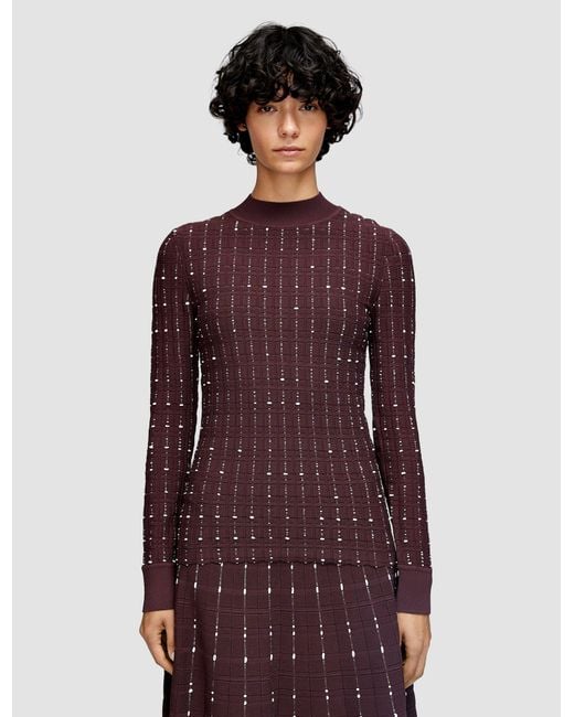 Joseph Red Fragmented Stripes Mock Neck Top