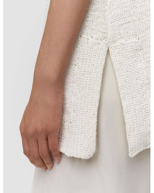 Joseph White Rian Open Cotton Knit Polo Top