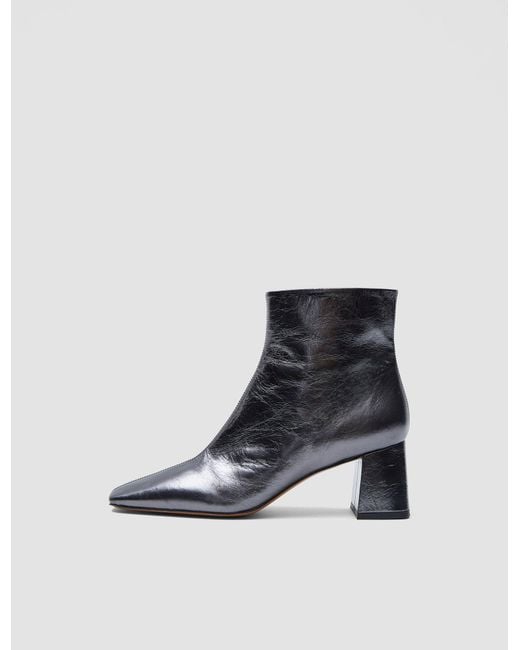 Joseph Black Heeled Metallic Leather Ankle Boots