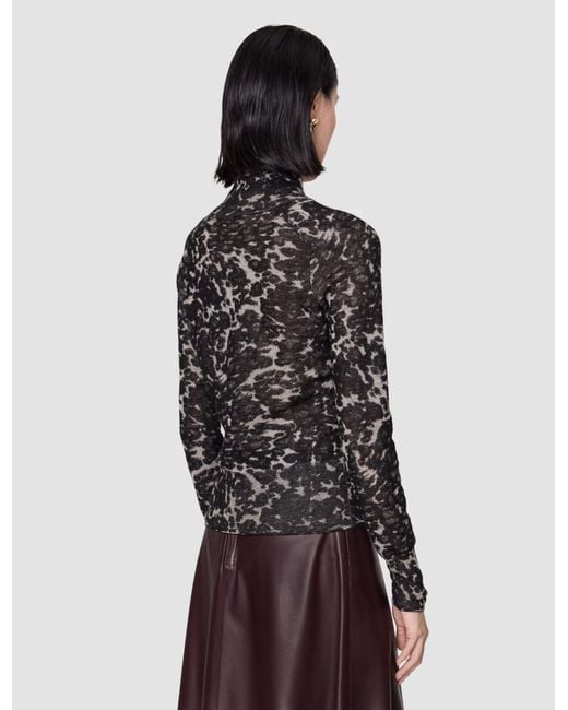 Joseph Black Yasmin Cashair Jacquard High Neck Jumper