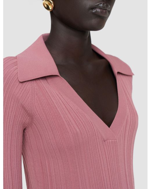 Joseph Pink Chelia Plissé Knit Top