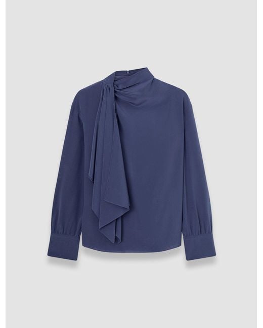 Joseph Blue Juliana Crepe De Chine Knot Blouse