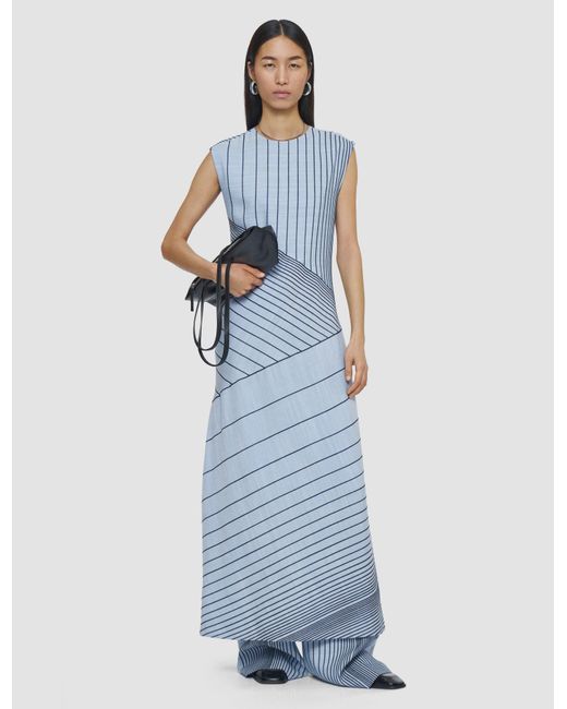 Joseph Blue Maryse Embroidered Stripes Dress