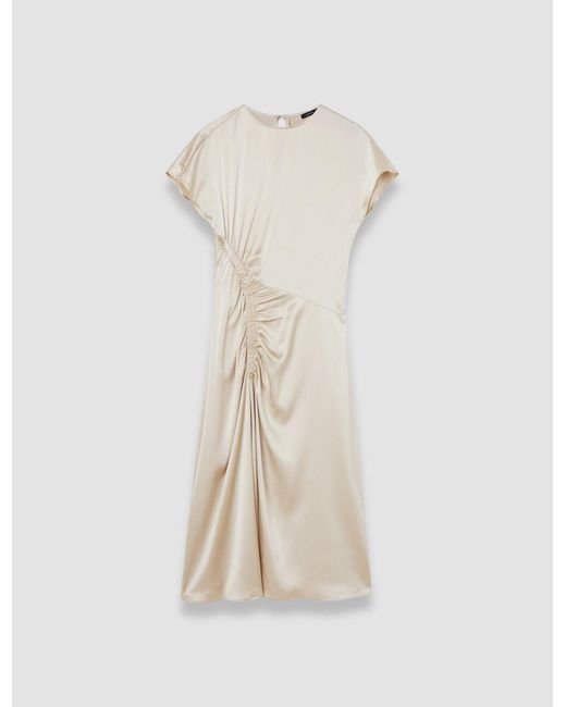 Joseph White Geegee Ruched Silk Satin Dress