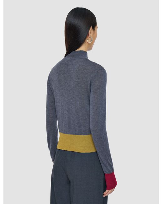 Pull Col Montant En Cashair Effet Superposé Joseph en coloris Blue