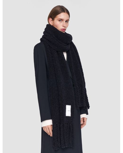 Joseph Black Bouclé Knit Scarf