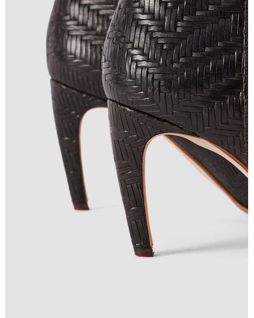 Joseph Black Jolie Woven Leather Knee High Heeled Boots
