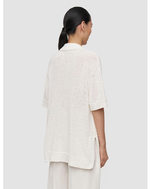 Joseph White Rian Open Cotton Knit Polo Top