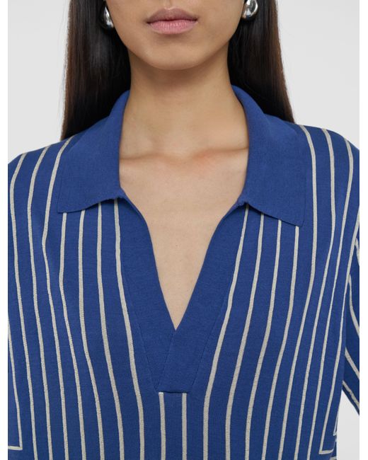 Joseph Blue Geometric Jacquard Silk Blend Top