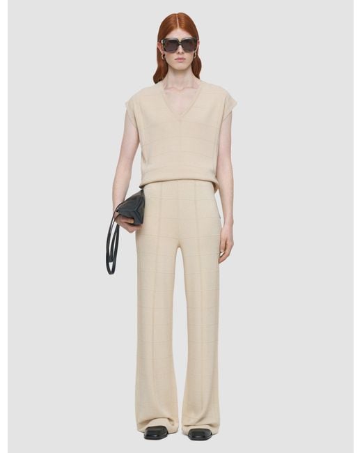 Joseph White Viscose Grid Knit Trousers