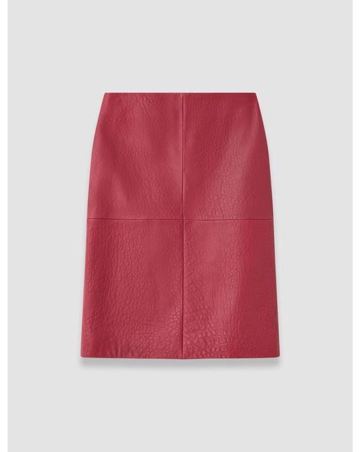 Joseph Red Shroff Pebble Leather Skirt