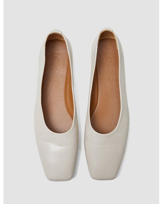 Joseph White Patent Leather Ballerinas