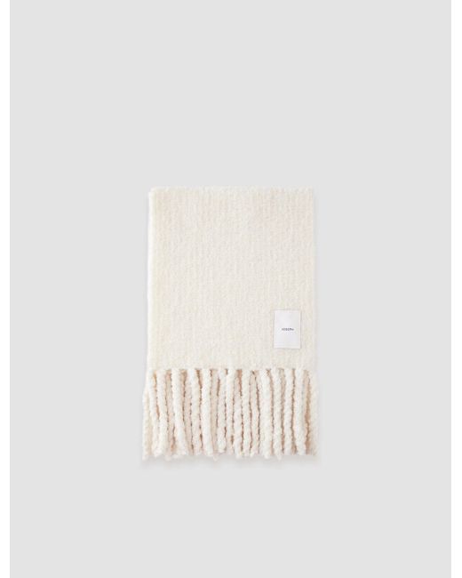Joseph White Bouclé Knit Scarf
