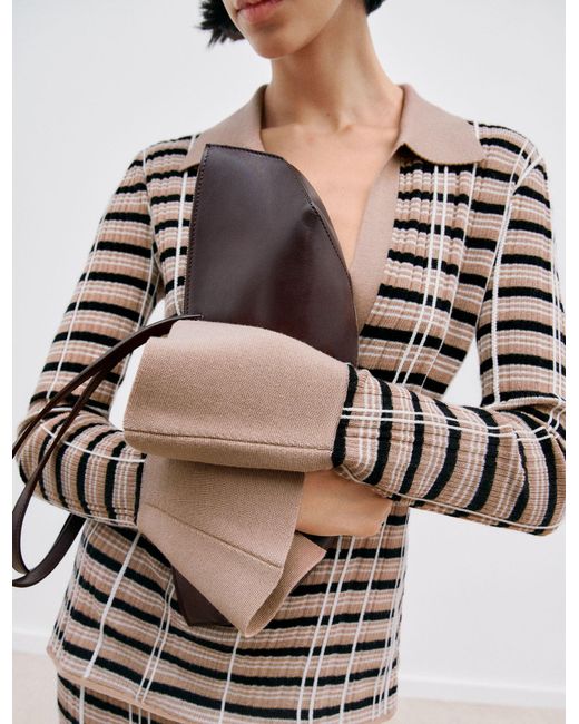 Joseph White Check Wool & Silk Polo Top