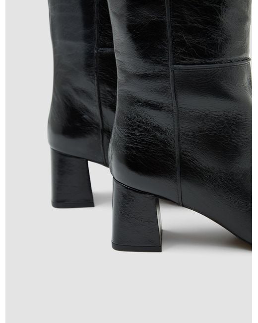 Joseph Black Heeled Knee High Patent Leather Boots