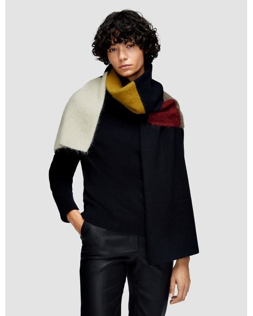 Joseph Black Overlay Merino Wool Scarf