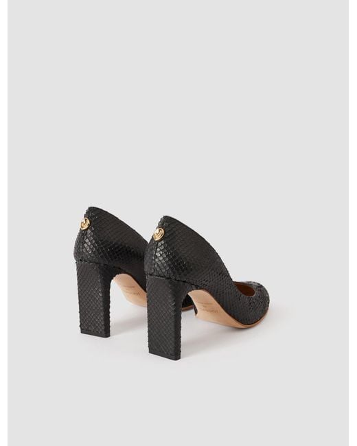 Joseph Black Alette Snake Texture Leather Heeled Pumps