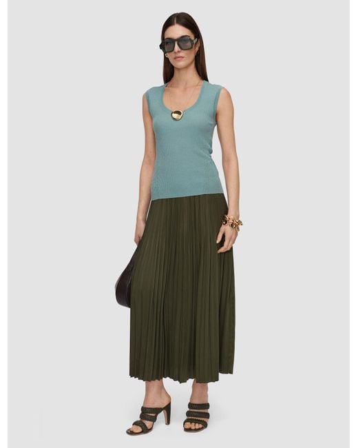 Joseph Green Rabat Pleated Satin Skirt