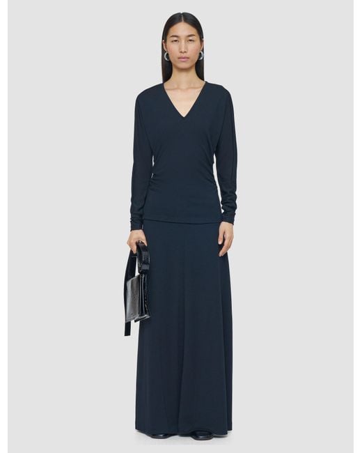 Joseph Blue Wool Jersey V Neck Top