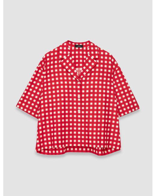 Joseph Red Vichy Cotton Silk Leopold Shirt