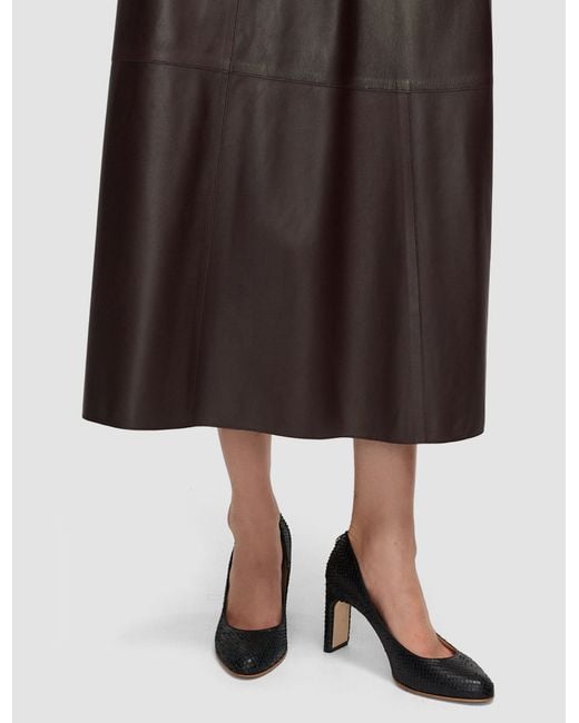 Joseph Black Alette Snake Texture Leather Heeled Pumps