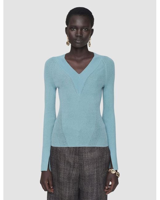Joseph Blue Harti Linen Blend Knit Top