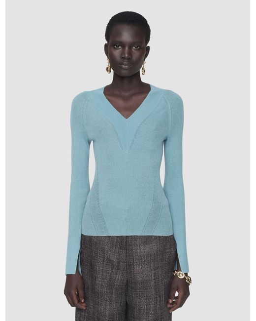 Top Harti En Maille De Lin Mélangé Joseph en coloris Blue