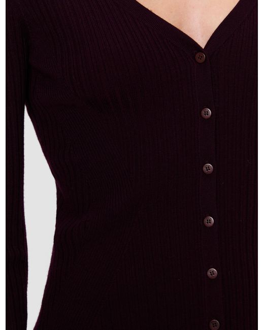 Joseph Red Alba Merino Wool Rib Cardigan