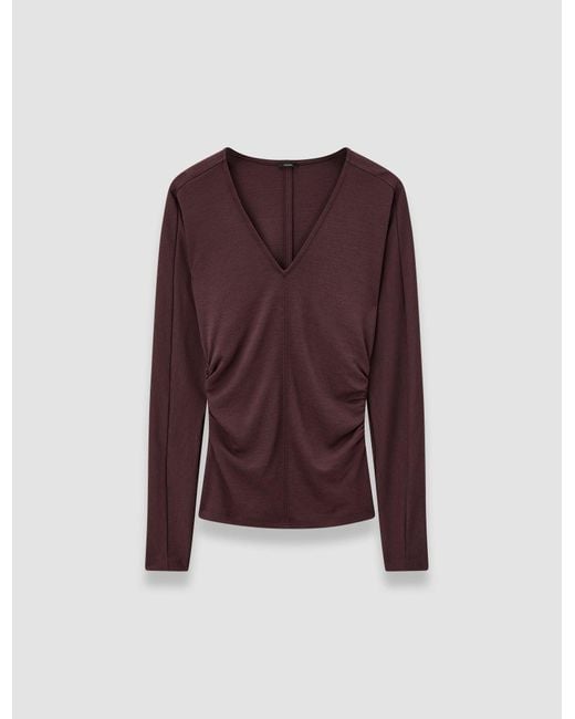 Joseph Purple Wool Jersey V Neck Top