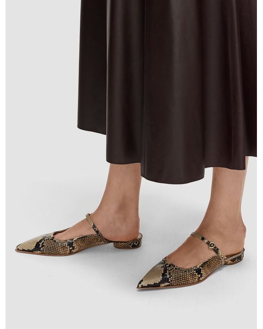 Joseph White Parisa Snake Print Leather Ballerinas