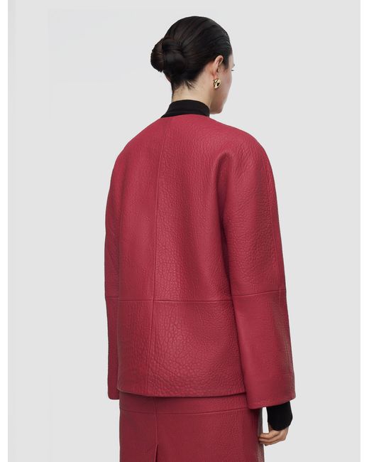 Joseph Red Barbs Pebble Leather Jacket