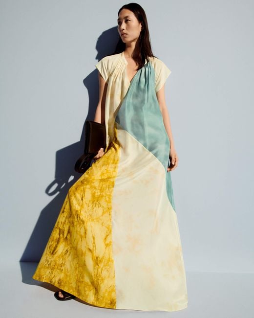 Joseph Metallic Tulipa Planchart Print Silk Dress