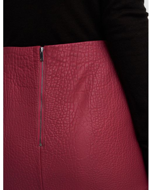 Joseph Red Shroff Pebble Leather Skirt