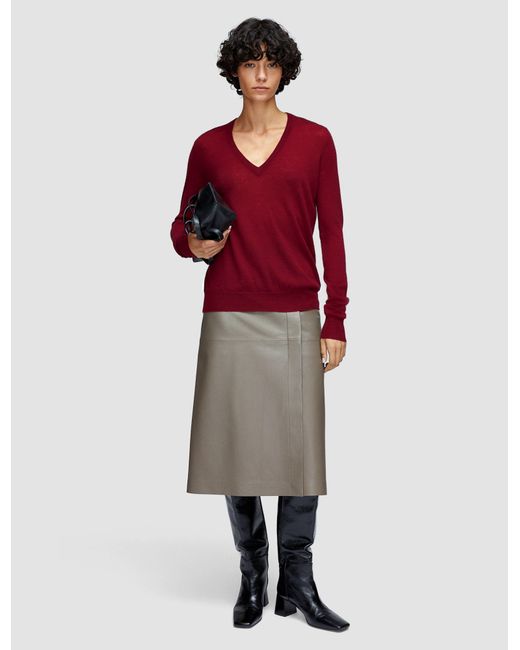 Joseph Red Cashair V Neck Jumper
