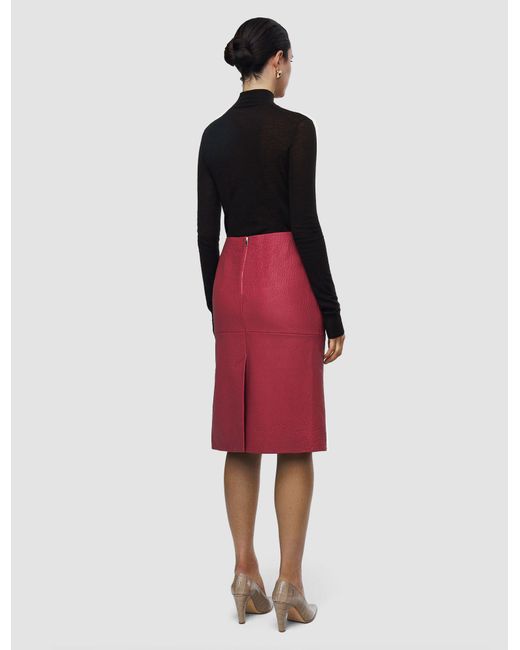 Joseph Red Shroff Pebble Leather Skirt