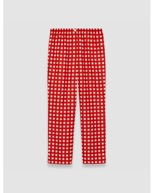 Joseph Red Vichy Cotton Silk Tottenham Trousers