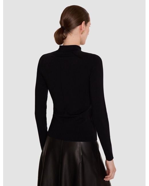 Joseph Black Lola Silk Stretch High Neck Top