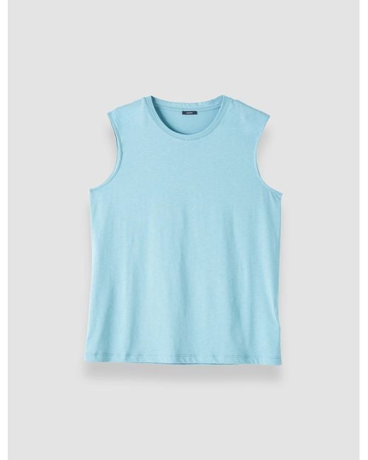 Joseph Blue Cotton Silk Jersey Tank Top