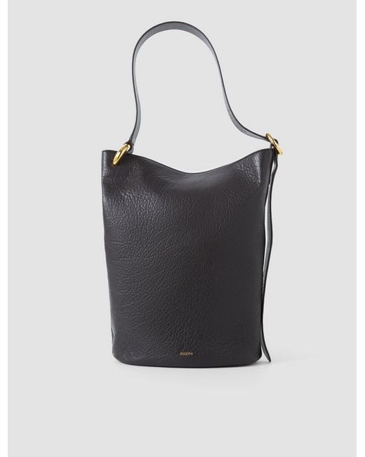 Joseph Black Bucket Pebble Leather Bag