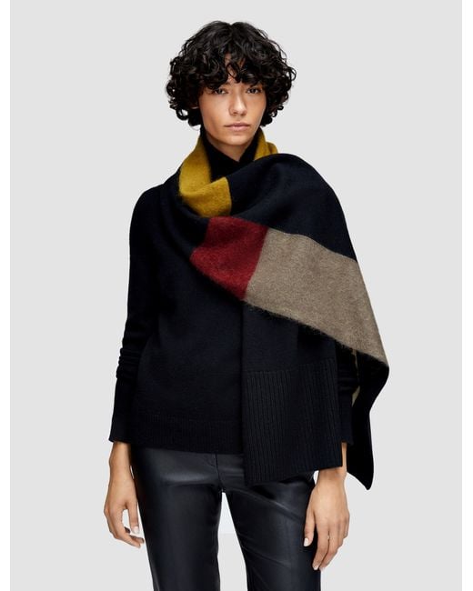 Joseph Black Overlay Merino Wool Scarf