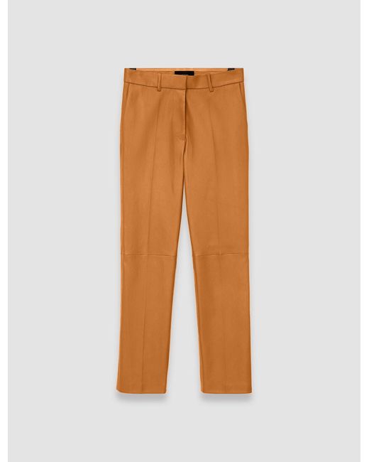 Joseph Orange Leather Stretch Coleman Trousers