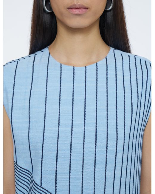 Joseph Blue Maryse Embroidered Stripes Dress