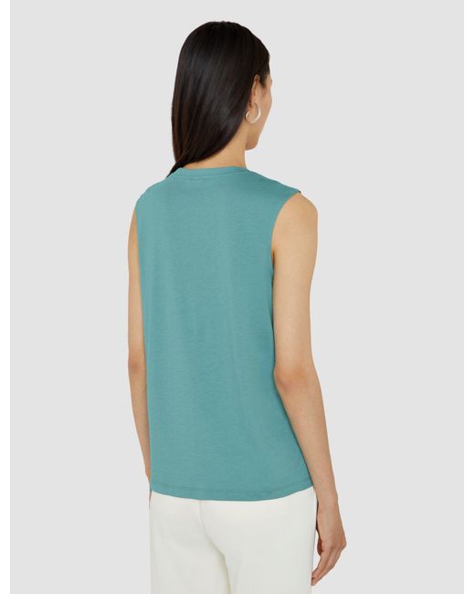 Joseph Blue Cotton Silk Jersey Tank Top