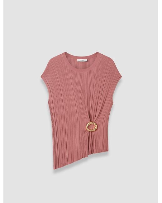Joseph Pink Kenit Knit Plissé Top