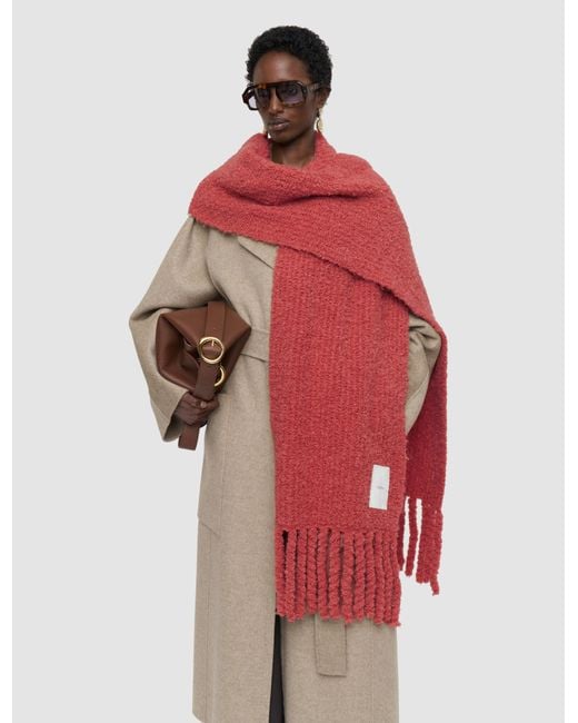 Joseph Red Bouclé Knit Scarf