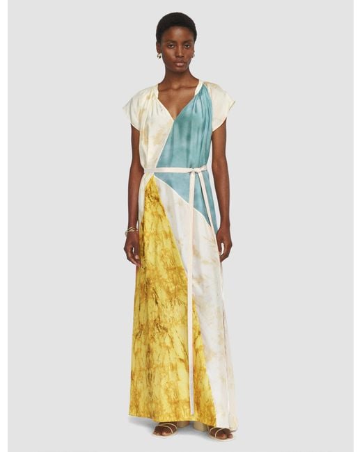 Joseph Metallic Tulipa Planchart Print Silk Dress