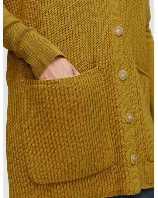 Joseph Yellow Light Cardigan Stitch Button Scarf