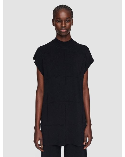 Joseph Black Grid Viscose Knitted Tank Top